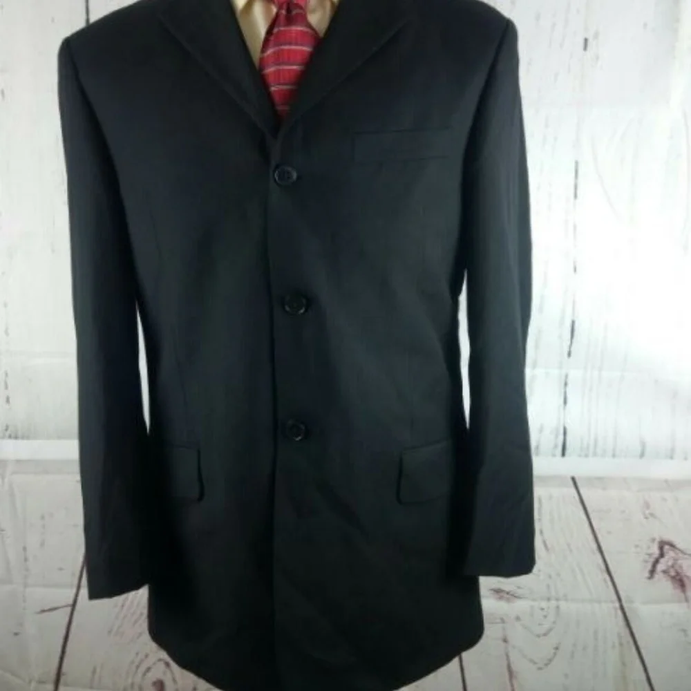 Claiborne 40R Black Suit Blazer Sports Coat Wool